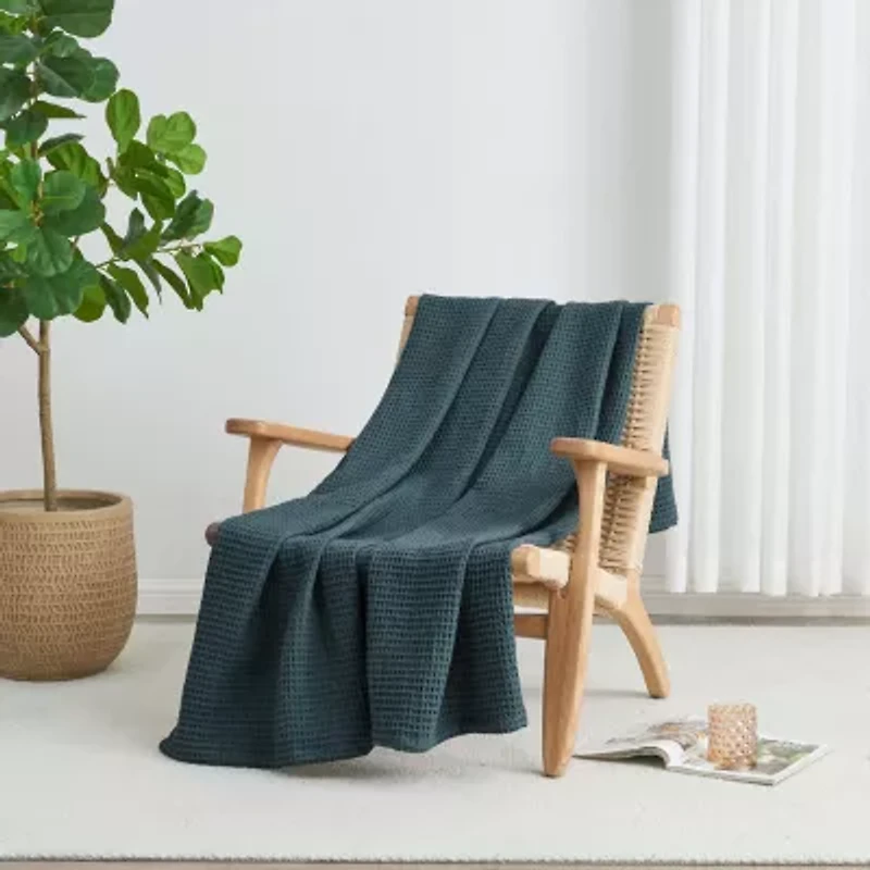 Patina Vie Maison Cotton Waffle Weave Throw Blanket