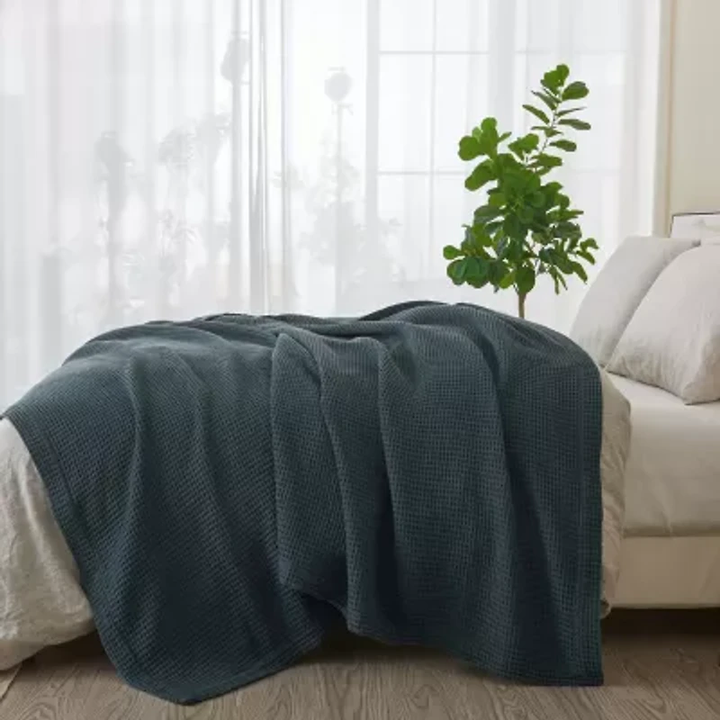 Patina Vie Maison Cotton Waffle Weave Throw Blanket