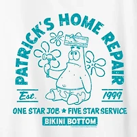 Patricks Home Repair Womens Crew Neck Short Sleeve Classic Fit Spongebob Graphic T-Shirt