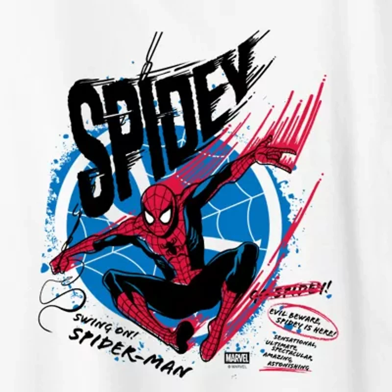 Spidey Speed Womens Crew Neck Short Sleeve Classic Fit Spiderman Graphic T-Shirt