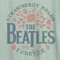 Strawberry Fields Womens Crew Neck Short Sleeve Classic Fit The Beatles Graphic T-Shirt