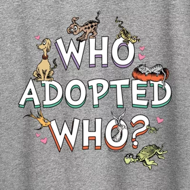 Who Adopted Womens Crew Neck Short Sleeve Classic Fit Dr. Seuss Graphic T-Shirt