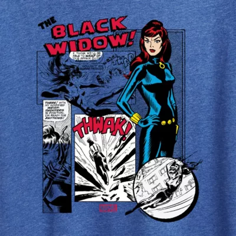 Black Widow Panels Womens Crew Neck Short Sleeve Classic Fit Marvel Graphic T-Shirt