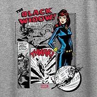 Black Widow Panels Womens Crew Neck Short Sleeve Classic Fit Marvel Graphic T-Shirt