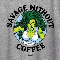 Savage Without Coffee Womens Crew Neck Short Sleeve Classic Fit Marvel Graphic T-Shirt