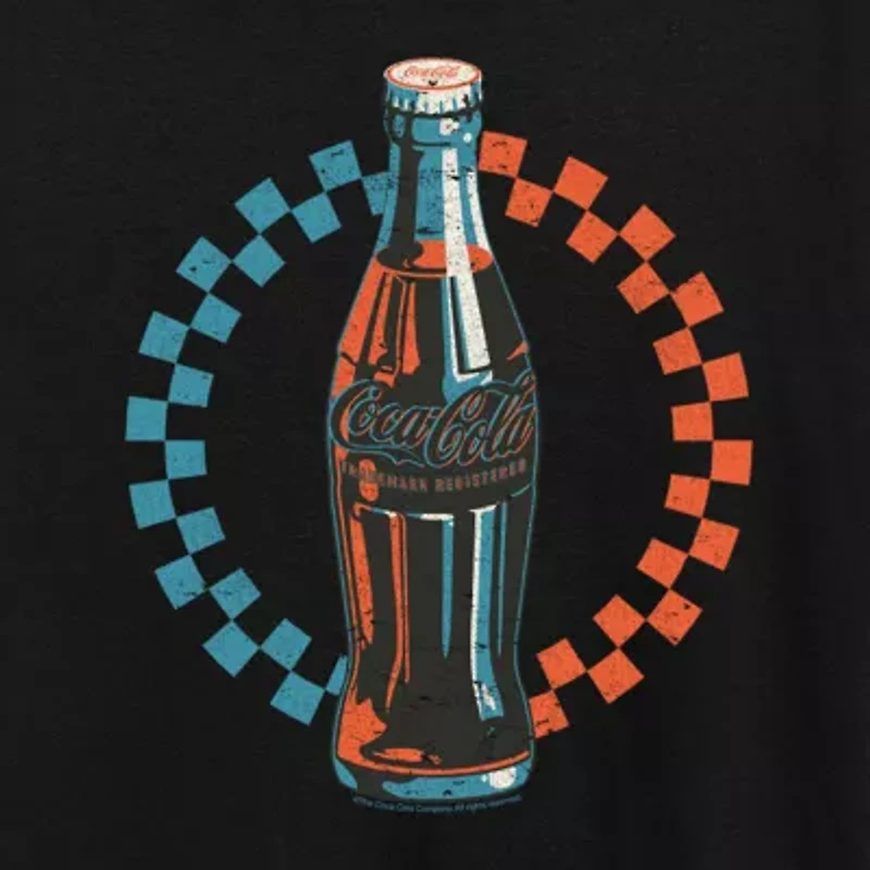 Coke Bottle Checks Womens Crew Neck Short Sleeve Classic Fit Graphic T-Shirt