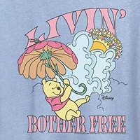 Livin Bother Free Womens Crew Neck Short Sleeve Classic Fit Winnie The Pooh Graphic T-Shirt