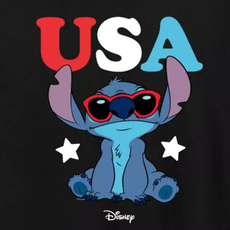 Stitch Usa Sunglasses Womens Crew Neck Short Sleeve Classic Fit Graphic T-Shirt