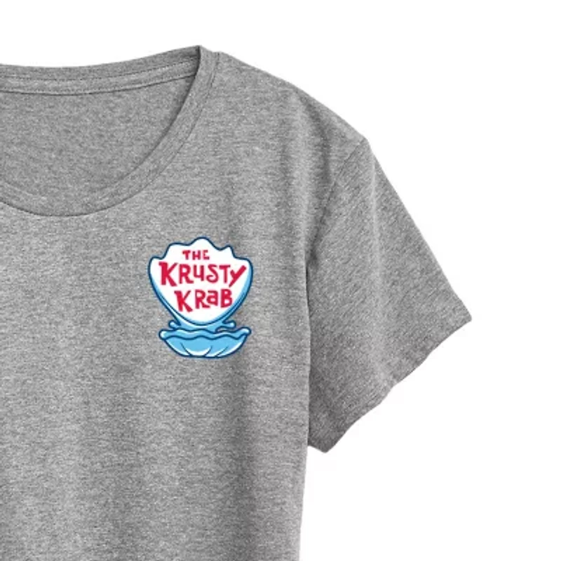 Krusty Krab Womens Crew Neck Short Sleeve Classic Fit Spongebob Graphic T-Shirt