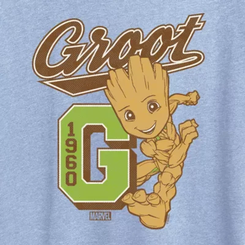 Groot Collegiate Womens Crew Neck Short Sleeve Classic Fit Graphic T-Shirt