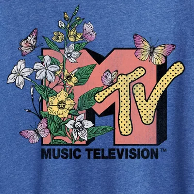 Botanical Womens Crew Neck Short Sleeve Classic Fit MTV Graphic T-Shirt