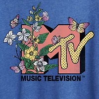 Botanical Womens Crew Neck Short Sleeve Classic Fit MTV Graphic T-Shirt