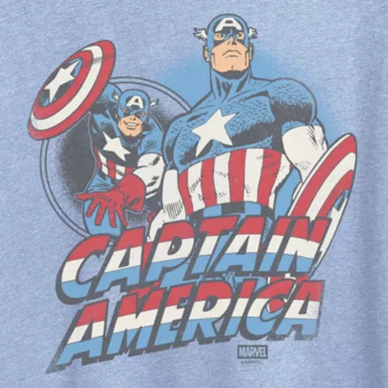 Womens Crew Neck Short Sleeve Classic Fit Captain America Graphic T-Shirt