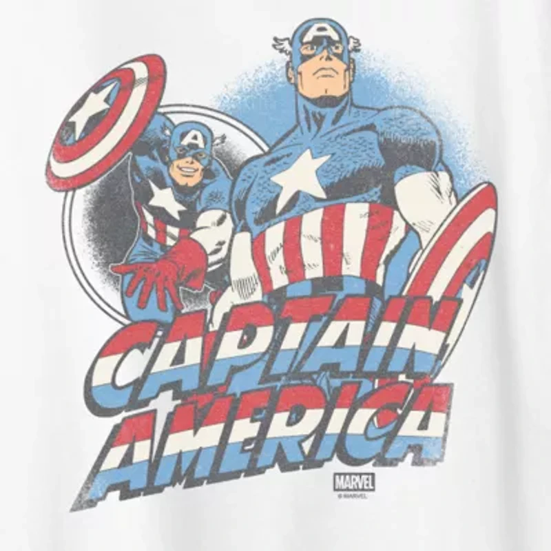 Womens Crew Neck Short Sleeve Classic Fit Captain America Graphic T-Shirt