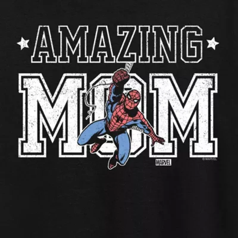 Amazing Mom Womens Crew Neck Short Sleeve Classic Fit Spiderman Graphic T-Shirt