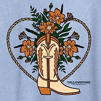 Boot Flower Womens Crew Neck Short Sleeve Classic Fit Yellowstone Graphic T-Shirt