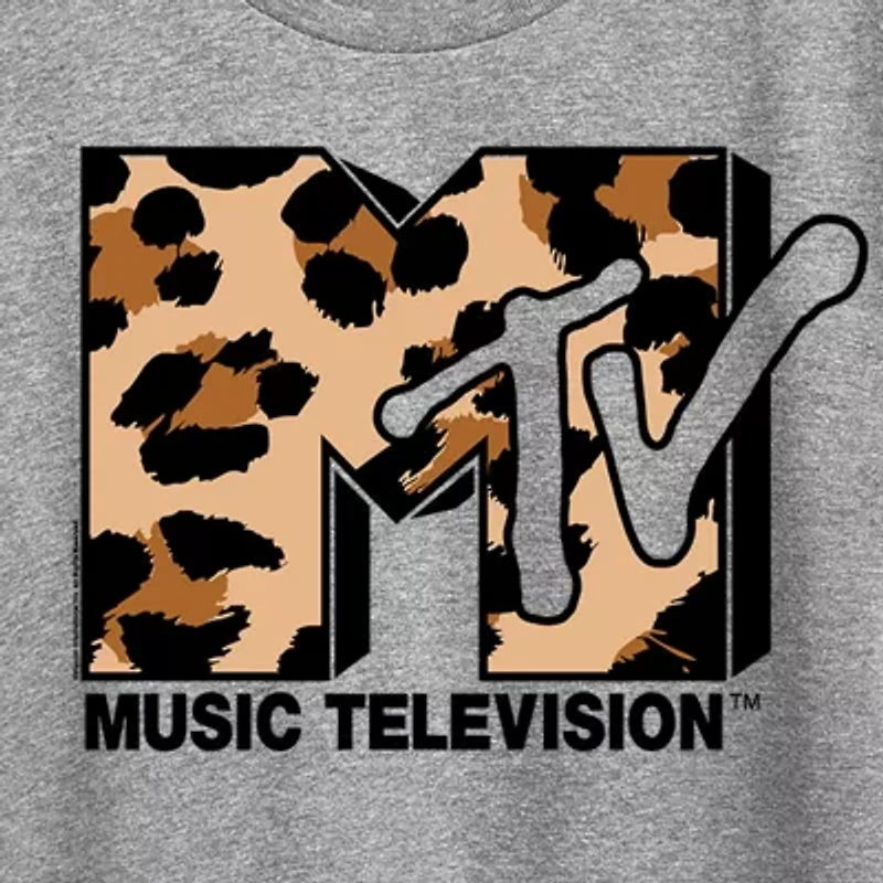 Leopard Art Womens Crew Neck Short Sleeve Classic Fit MTV Graphic T-Shirt