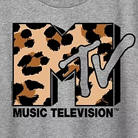 Leopard Art Womens Crew Neck Short Sleeve Classic Fit MTV Graphic T-Shirt