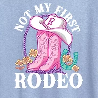 Not My First Rodeo Womens Crew Neck Short Sleeve Classic Fit Barbie Graphic T-Shirt