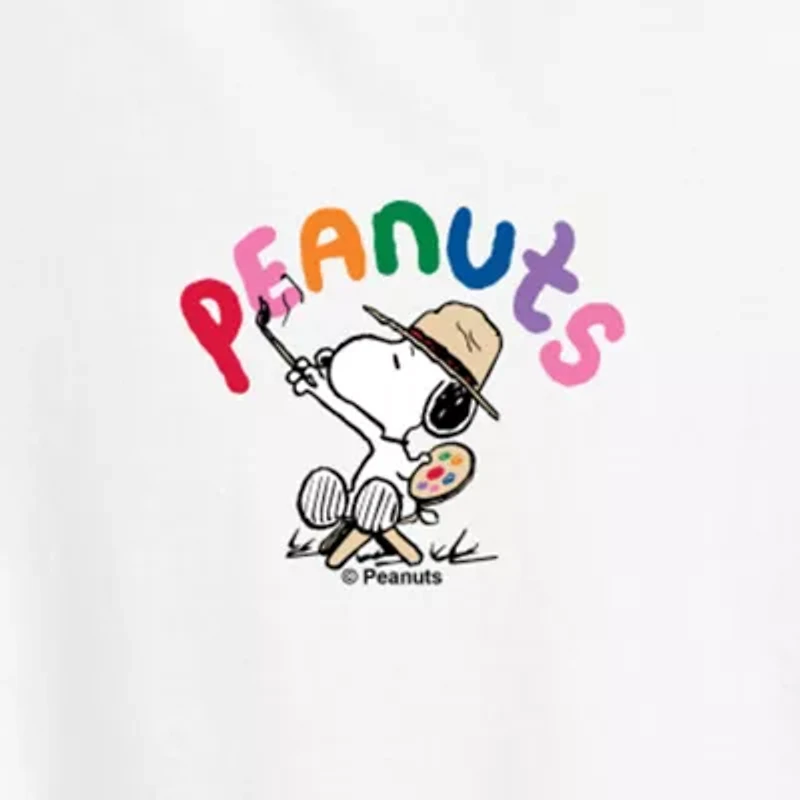 Peanuts Doodle Womens Crew Neck Short Sleeve Classic Fit Graphic T-Shirt