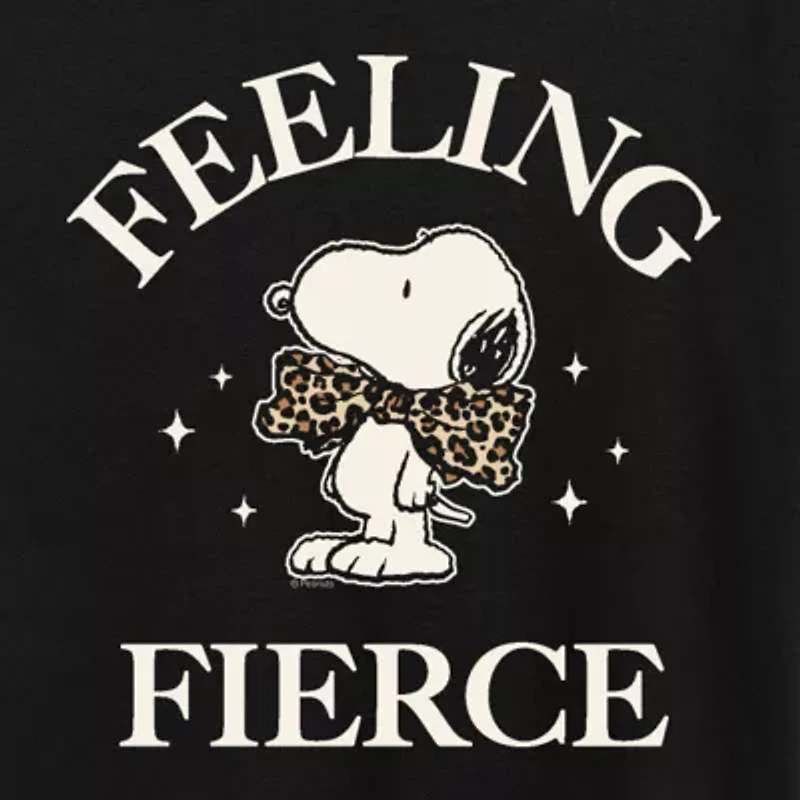 Feeling Fierce Womens Crew Neck Short Sleeve Classic Fit Snoopy Graphic T-Shirt