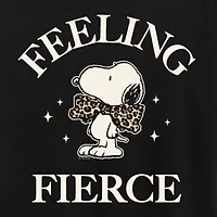 Feeling Fierce Womens Crew Neck Short Sleeve Classic Fit Snoopy Graphic T-Shirt