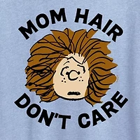 Mom Hair Dont Care Womens Crew Neck Short Sleeve Classic Fit Peanuts Graphic T-Shirt
