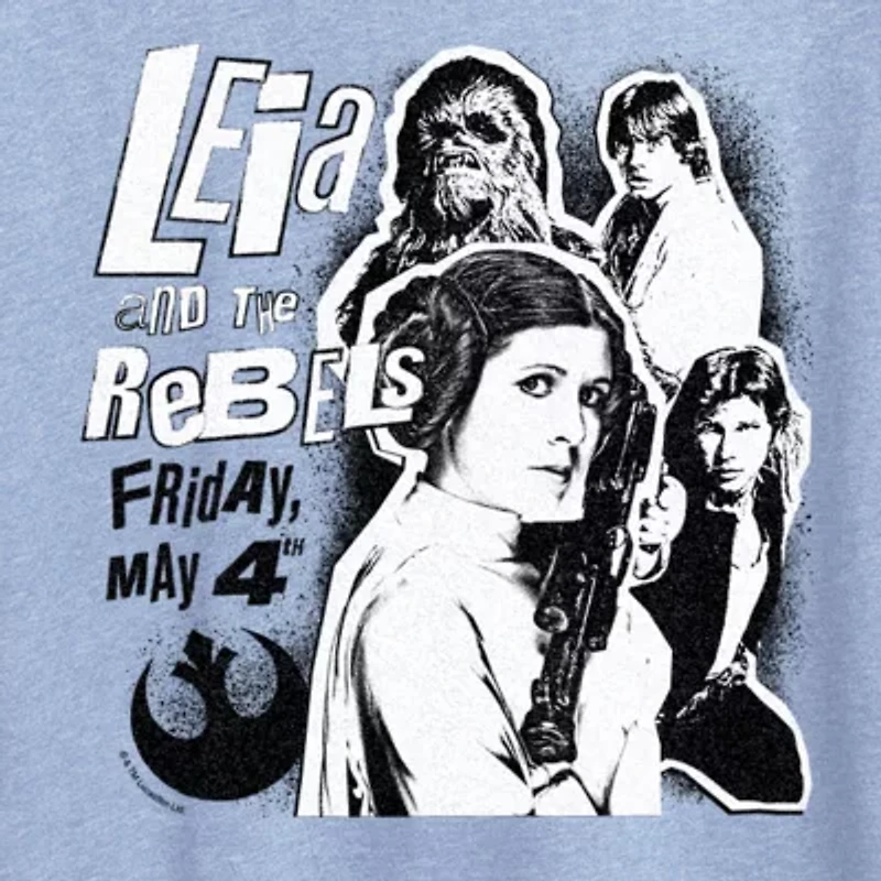 Leia And The Rebels Womens Crew Neck Short Sleeve Classic Fit Star Wars Graphic T-Shirt