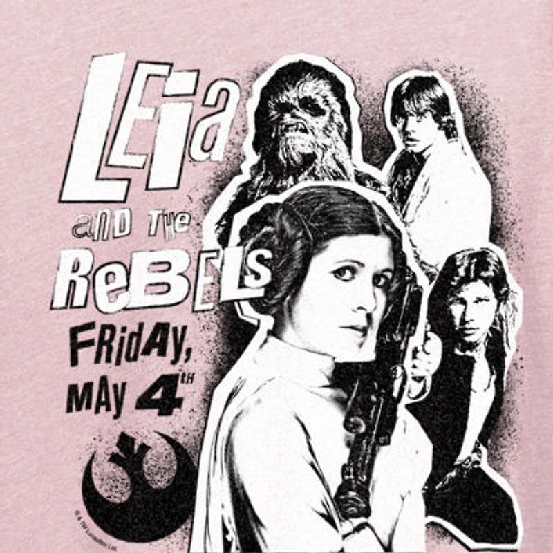 Leia And The Rebels Womens Crew Neck Short Sleeve Classic Fit Star Wars Graphic T-Shirt