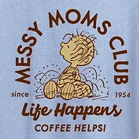 Messy Moms Club Womens Crew Neck Short Sleeve Classic Fit Peanuts Graphic T-Shirt