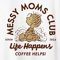 Messy Moms Club Womens Crew Neck Short Sleeve Classic Fit Peanuts Graphic T-Shirt
