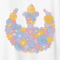 Rebel Flower Logo Tonal Washed Womens Crew Neck Short Sleeve Classic Fit Star Wars Graphic T-Shirt