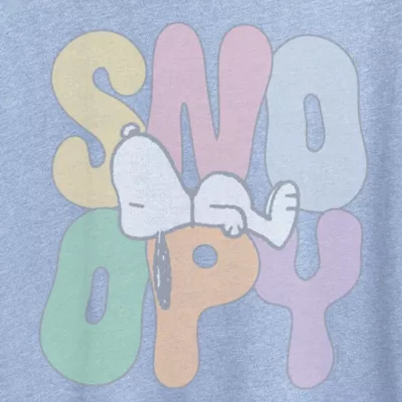Sleepy Snoopy Tonal Washed Womens Crew Neck Short Sleeve Classic Fit Graphic T-Shirt