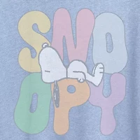 Sleepy Snoopy Tonal Washed Womens Crew Neck Short Sleeve Classic Fit Graphic T-Shirt