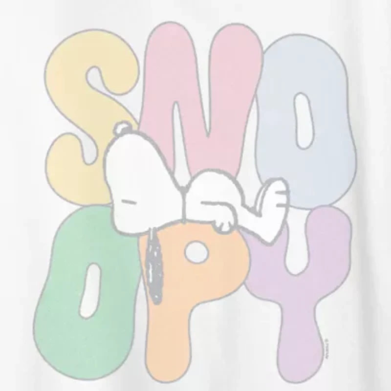 Sleepy Snoopy Tonal Washed Womens Crew Neck Short Sleeve Classic Fit Graphic T-Shirt