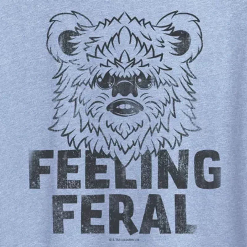 Feeling Feral Ewok Womens Crew Neck Short Sleeve Classic Fit Star Wars Graphic T-Shirt