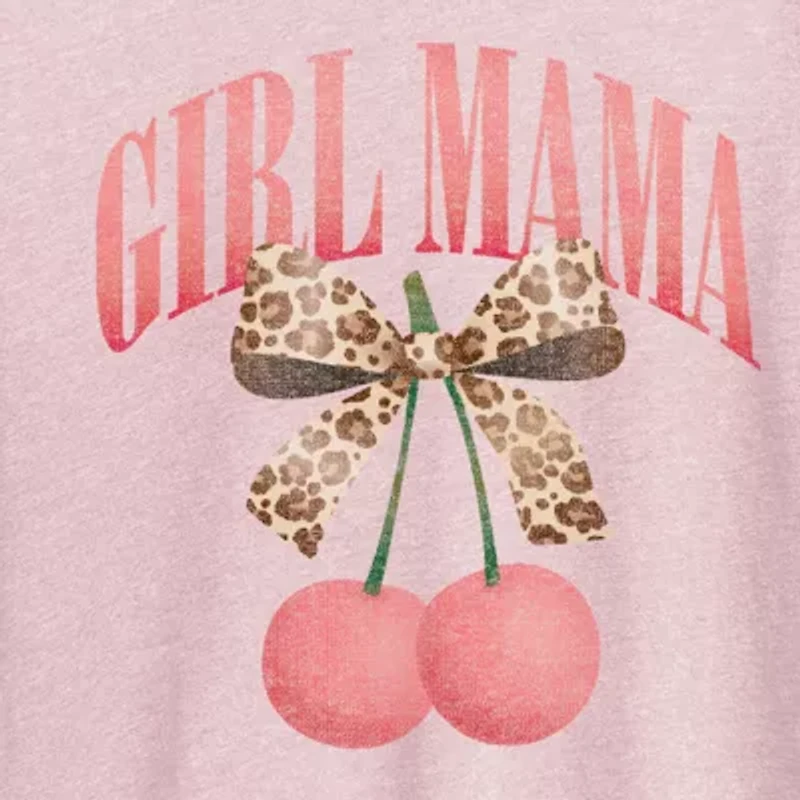 Girl Mama Cherries Womens Crew Neck Short Sleeve Classic Fit Graphic T-Shirt