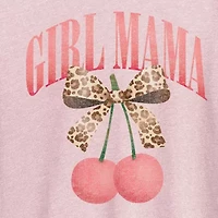 Girl Mama Cherries Womens Crew Neck Short Sleeve Classic Fit Graphic T-Shirt