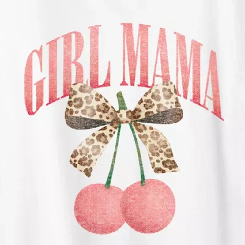 Girl Mama Cherries Womens Crew Neck Short Sleeve Classic Fit Graphic T-Shirt