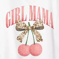 Girl Mama Cherries Womens Crew Neck Short Sleeve Classic Fit Graphic T-Shirt