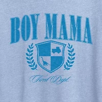 Boy Mama Collegiate Womens Crew Neck Short Sleeve Classic Fit Graphic T-Shirt
