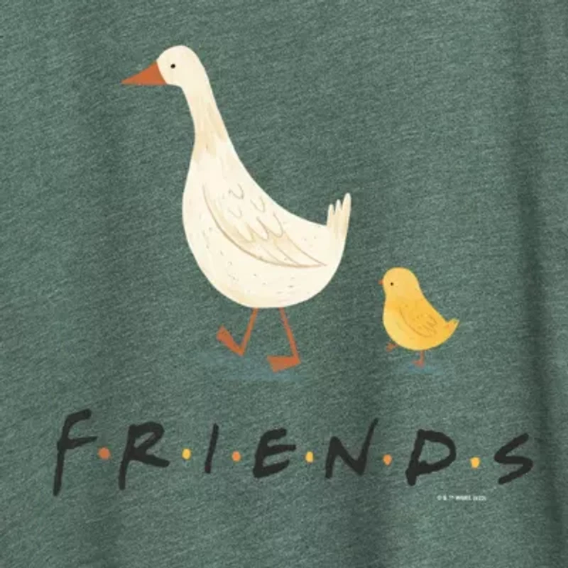 Friends Goose Chicken Womens Crew Neck Short Sleeve Classic Fit Graphic T-Shirt