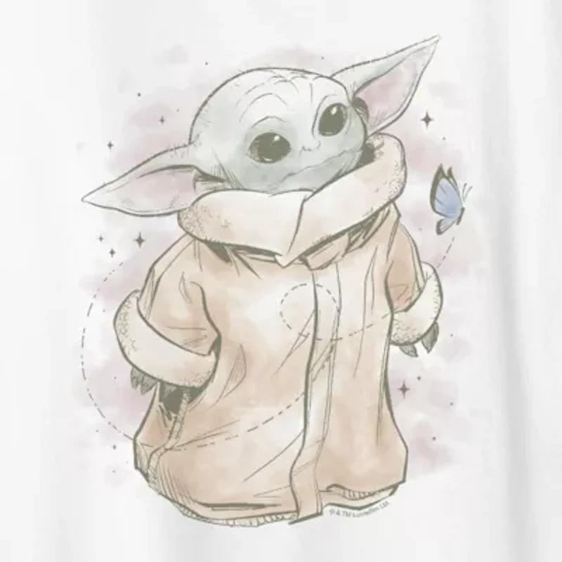 Grogu Tonal Washed Womens Crew Neck Short Sleeve Classic Fit Baby Yoda Graphic T-Shirt