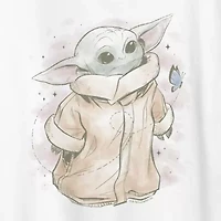Grogu Tonal Washed Womens Crew Neck Short Sleeve Classic Fit Baby Yoda Graphic T-Shirt