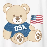 Usa Teddy Bear Womens Crew Neck Short Sleeve Classic Fit Graphic T-Shirt