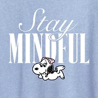 Stay Mindful Womens Crew Neck Short Sleeve Classic Fit Peanuts Graphic T-Shirt