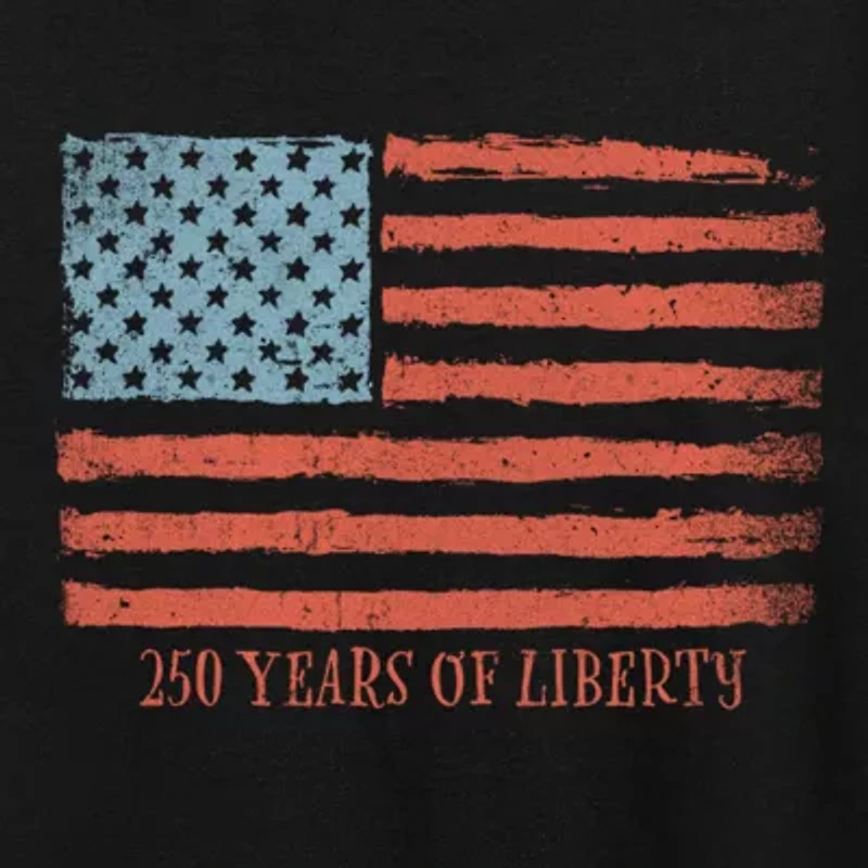 250 Years Of Liberty Flag Tonal Washed Womens Crew Neck Short Sleeve Classic Fit Graphic T-Shirt