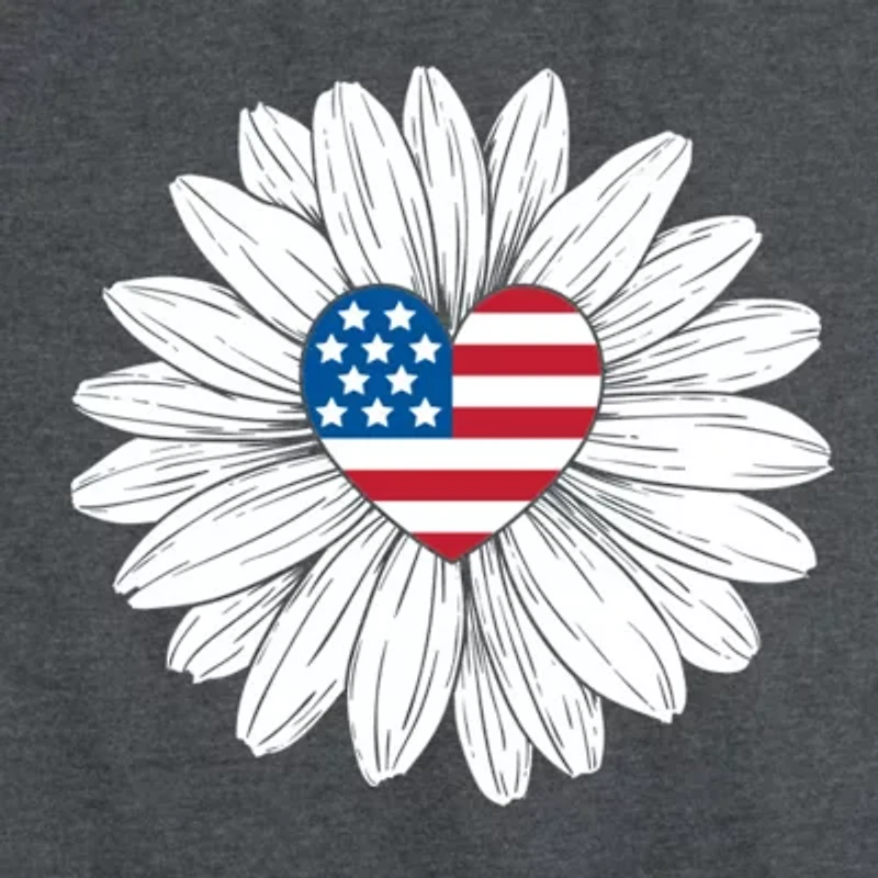 Daisy Flag Heart Center Womens Crew Neck Sleeveless Duck Tank Top