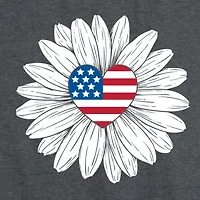 Daisy Flag Heart Center Womens Crew Neck Sleeveless Duck Tank Top