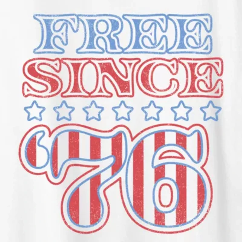 Free Since 76 Womens Crew Neck Short Sleeve Classic Fit Graphic T-Shirt